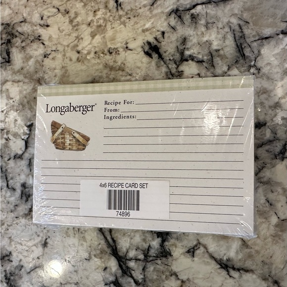 EUC Large Longaberger Recipe Basket with Lid, Protector, & NIP 4x6 Recipe Cards - Picture 10 of 12